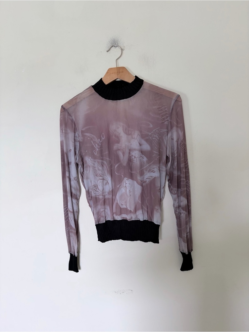 Vintage Britney Spears Louise FD Mesh Silk Viscose Printed Top  Size S/M